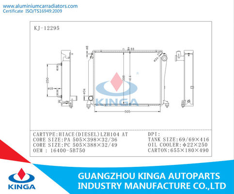 COem θερμαντικών σωμάτων HIACE (DIESEL) LZH104 της Toyota αλουμινίου 16400-5B750 PA26/ προμηθευτής