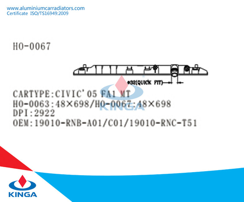Για την πλαστική δεξαμενή 19010-pnb-A01/C01 19010-rnc-T51 κατώτατων θερμαντικών σωμάτων CIVIC'05 FA1 προμηθευτής